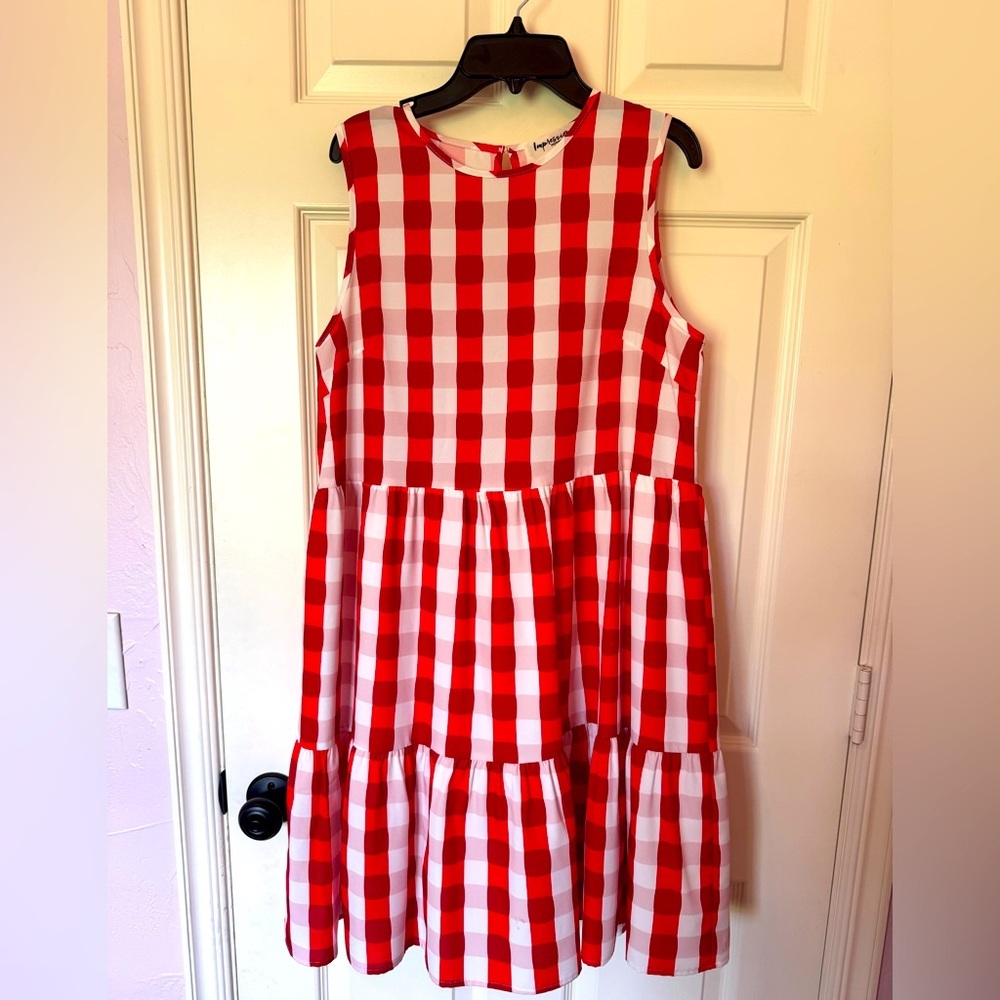 Red and White Checkered Sundress Size M